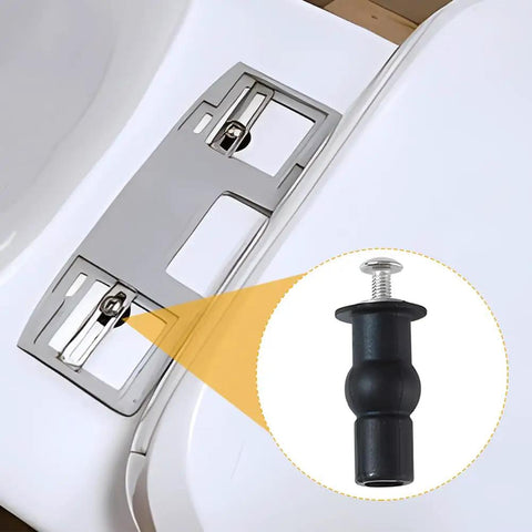 Solid Brass Core Expanding Rubber Screw Bolts For Universal Top Mount Toilet Seats Blind Hole Quick Replacement Hardware Kit with installation view.
