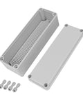 Outdoor IP67 Junction Box With Mounting Plate 9.8 By 3.3 By 3.1 Inches ABS Plastic Project Box DIY Electrical Enclosure Gray Built Tough Weatherproof Dustproof For Outdoor Use And Safe Electrical Projects, open with cover and screws