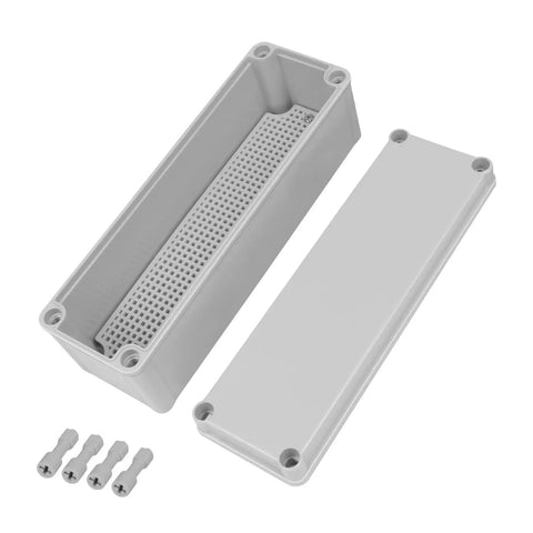 Outdoor IP67 Junction Box With Mounting Plate 9.8 By 3.3 By 3.1 Inches ABS Plastic Project Box DIY Electrical Enclosure Gray Built Tough Weatherproof Dustproof For Outdoor Use And Safe Electrical Projects, open with cover and screws