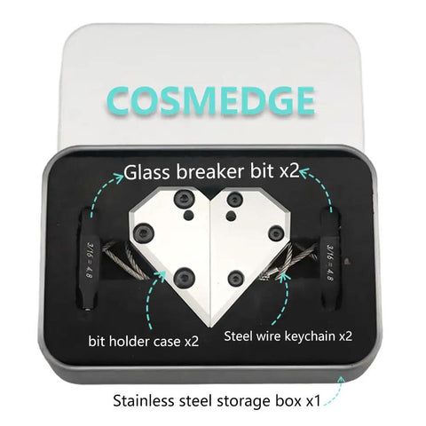 Dope Glass Breaker Bit Set With Love Heart Bit Holder For Leatherman Multitools in storage box with accessories displayed