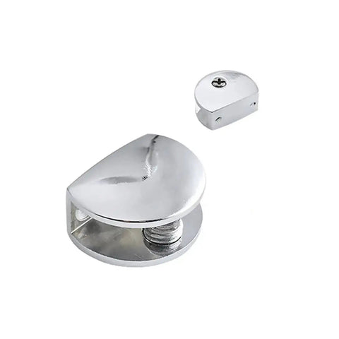 Shelf Clip Set For Cabinets And Wardrobes 10 Piece Frameless Door Hinge Clips showing two silver brackets