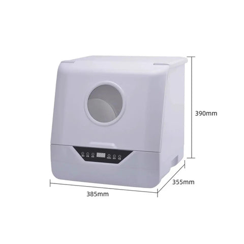 Big Boy Industrial Desktop Dishwasher With Commercial Hood Design Hella Rugged Stainless Steel measures 385x355x390mm for versatile use.