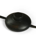 Close-up of foot switch for 67 Inch Tall Floor Lamp With Seeded Glass Shade In Blackened Bronze Finish For Living Room Bedroom Or Home Office Modern Ambient Lighting That Elevates Any Space And Creates A Cozy Lit Vibe.