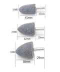 80 Grit Mounted Stone Point Grinding Bits Set for Rotary Tools, 3 Head Shapes Wheel Cylinder Cone, dimensions labeled
