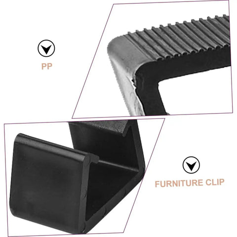 8 Pack Wicker Furniture Clips for Outdoor Sofa sectional fasteners showing black PP plastic with ridged edge detail.