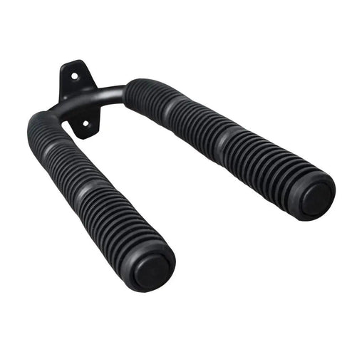Close-up of Six Paddle Rack For Kayak Oars And Canoe Paddles Heavy Duty Steel Wall Mount with rubber cushions, powder coated.