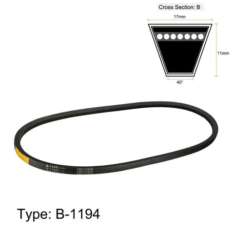 Heavy Duty Drive V Belt 47 Inch Inner Girth 16 Mm Width 11 Mm Thick Neoprene Rubber Oil And Water Resistant Beefy Industrial Power Transmission Belt For Industrial Drives And Heavy Machinery Applications, B-1194
