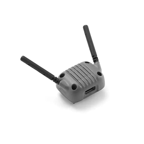 Gray wireless transceiver with dual antennas for 2 Drone Digital Transceiver For DJI Systems Easy Install Accessory Kit.