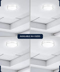 Dimmable LED Ceiling Light With Dope Double Ring Design For Hallways Bedrooms Closets And Kitchens 22W 1800 Lumens 4 sizes