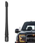 7 Inch Rubber Antenna Replacement For Ford F-150 2009-2026 And Ford Bronco 2021-2023, shown next to a truck front view