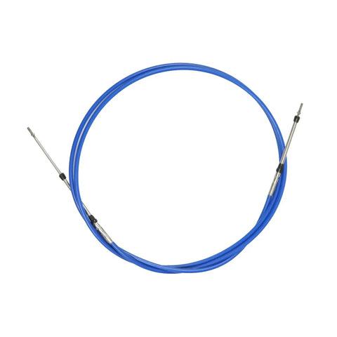 Two Pack 20Ft Marine Throttle Shift Remote Control Box Cable For Outboard Engine Boat Motors, blue cable, coiled view.