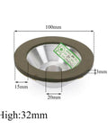 Diamond Grinding Wheel Resin Bond Circle Sharpener For Carbide Metal And Tungsten Steel Milling Cutters 100mm side view