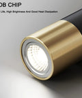 Close-up of COB chip on Black LED Chandelier For Kitchen Island Pendant Lights, Modern Linear Ceiling Fixture, sleek design.