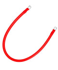 Heavy Duty 4 AWG Battery Cable 24 Inch Red Tinned Copper Auto Wire With 5 16 Lug Terminals shown on a white background.