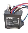 Top Shelf 1500V 500A Contactor Relay For Electric Vehicle Battery Packs Featuring Dang Tough Construction And Killer Three Phase Amp Capacity For Lithium Ion Drivetrains on a black and silver base with colored wires.