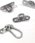 1.8 Inch Stainless Steel Pad Eye Plate U Hooks And Snap Hooks Marine Hardware Kit displayed on white background