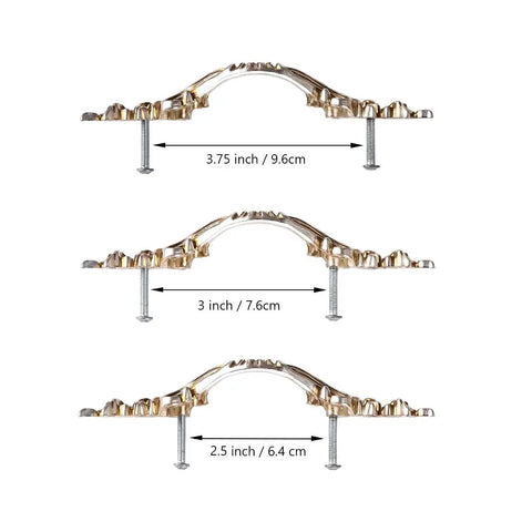 Premium Zinc Alloy Antique Silver Cabinet Pulls for Kitchen Drawers and Cupboards 10 Pack displayed in three sizes.