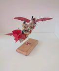 Air-Ship HX-18 Retro Industrial Steampunk Stirling Engine Model Kit displayed on wooden base with extended wings