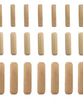 21 Pieces Hardwood Grooved Wooden Dowels Assorted Sizes M6 M8 M10 for furniture woodwork, fluted pins for crafts, close-up view