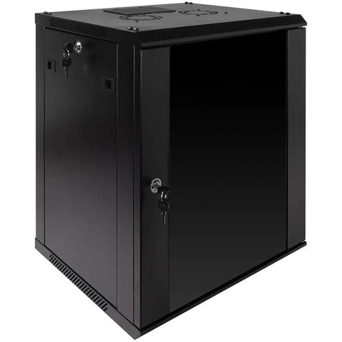 Side view of 12U Wall Mount Network Cabinet With Glass Door, Cooling Fan, Locks, And Removable Side Panels, 19 Inch Rack Enclosure
