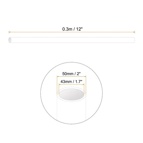 Clear PVC Dust Collection Pipe 1.7 Inch By 2 Inch 12 Inch Length Rigid Plastic Tubing For Dust Collection Systems, diagram showing dimensions