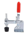 Two Pack Vertical Toggle Clamp Set With 50kg Holding Capacity, M5 Screw, 82mm Tall, Galvanized Iron Arrow Storage Case, Perfect For Woodworking, Welding, Drill Table Fixtures; red handle