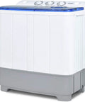 Portable Washing Machine 21 Lb Compact Twin Tub Washer And Spin Dryer Combo For Apartment Dorm Rv Laundry, white and blue design.