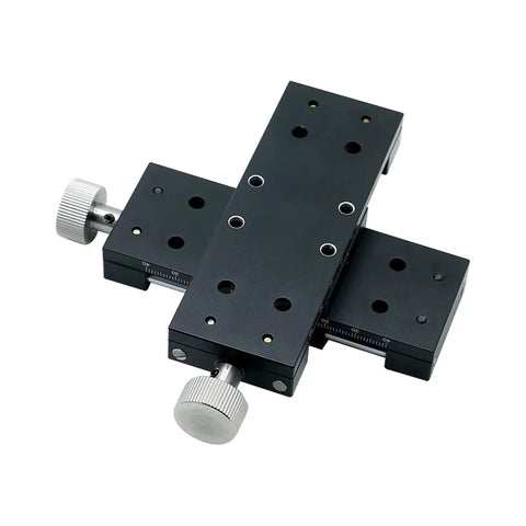Manual XY Axis Motion Stage Cross Slide Table With Stainless Steel Build Rock Solid Linear Motion Guides Effective Travel 40mm By 60mm Triangular Lead Screw Precision Sliding Platform Single Piece XKNEJ60 in black