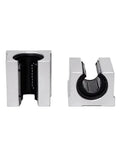 One Pc SBR16UU Linear Motion Ball Bearing Slide Block Bushing For 16mm Linear Shaft showing silver steel housing.
