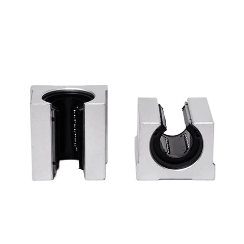 One Pc SBR16UU Linear Motion Ball Bearing Slide Block Bushing For 16mm Linear Shaft showing silver steel housing.