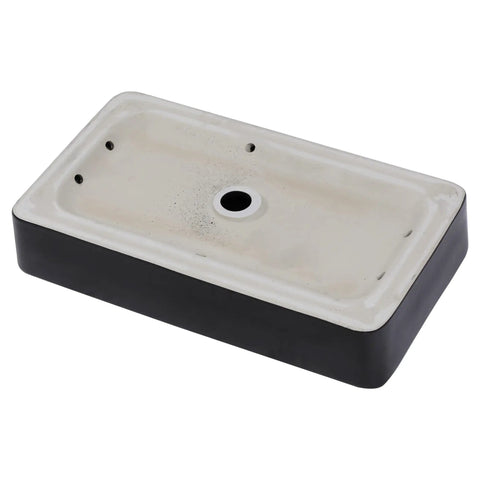 Rectangular White Vessel Sink For Bathroom Above Counter Porcelain Ceramic Lavatory Vanity Basin Modern 24 By 14 Inch Durable