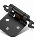 Matte Black Cabinet Door Hinges Two Pairs Four Pack Self Closing Half Inch Partial Overlay Semi Concealed Face Frame Surface Mount Cupboard Hardware With Quiet Soft Close Silicone Dampers