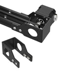 Front view of black metal Y-axis motor mount bracket kit for Nema 17 on 2040/4040 V-slot aluminum profiles