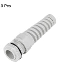 10 Piece PG7 IP68 Waterproof Cable Gland Kit For 3 To 6.5mm Cables, Adjustable Strain Relief, Spiral Nylon Joint Gasket, Weatherproof Wire Connector For Outdoor Use, Built Tough Gray, 10 pcs