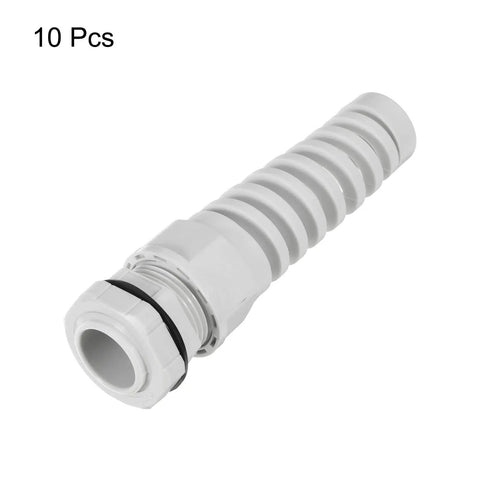 10 Piece PG7 IP68 Waterproof Cable Gland Kit For 3 To 6.5mm Cables, Adjustable Strain Relief, Spiral Nylon Joint Gasket, Weatherproof Wire Connector For Outdoor Use, Built Tough Gray, 10 pcs