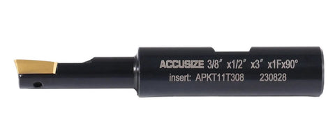 Three Eighths Inch 90 Degree Square Shoulder Indexable End Mill With Ten APKT11T308 Inserts One Flute Half Inch Shank