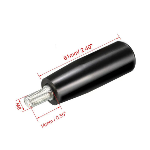 Revolving Handwheel For Milling Machines And Lathes With Black Handle And M8 Male Threaded Stem 14mm Thread Length 22mm Grip 61mm Handle