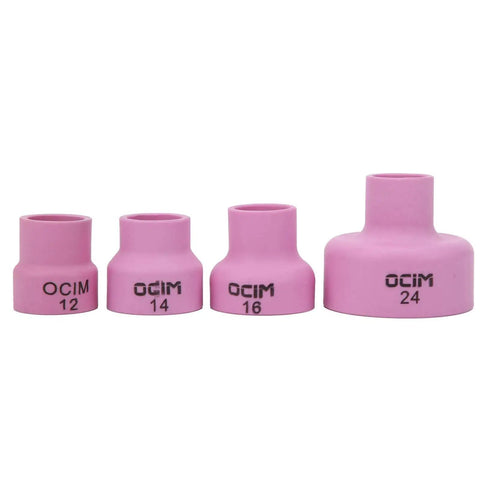 Ceramic Welding Cup Set For TIG Welding, Alumina Torch Gas Lens Kit WP 17 18 26, showing No 12, 14, 16, 24 cups