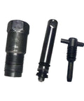 Heavy Duty Hydraulic Oil Pump Swap Kit Compatible With Vertical Jacks Under 20T, includes three metal components for repair.