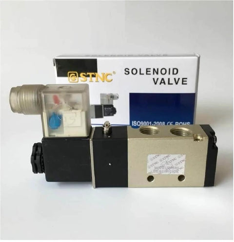 One Quarter Inch Two Position Five Port STNC Air Solenoid Valves TG2521 08 Pneumatic Control Valve with packaging in background