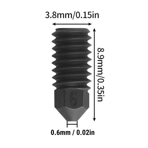 Top Tier Hardened Steel 3D Printer Nozzles 6 Pack Featuring.6Mm Bore And CNC Machined Finish With A Super Smooth Glossy Interior For Rock Solid Extrusion On PLA ABS PETG And TPU Filament Builds All Day Long