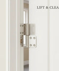 Lift Off Aluminum Door Hinge For Interior Doors, Tool Free Vertical Detachment, Easy Install on white door in home