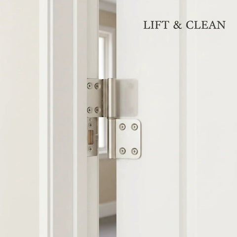 Lift Off Aluminum Door Hinge For Interior Doors, Tool Free Vertical Detachment, Easy Install on white door in home