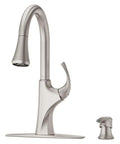 Miri Kitchen Faucet With Pull Down Sprayer And Soap Dispenser, Single Handle, High Arc Spout, Spot Defense Stainless Steel Finish