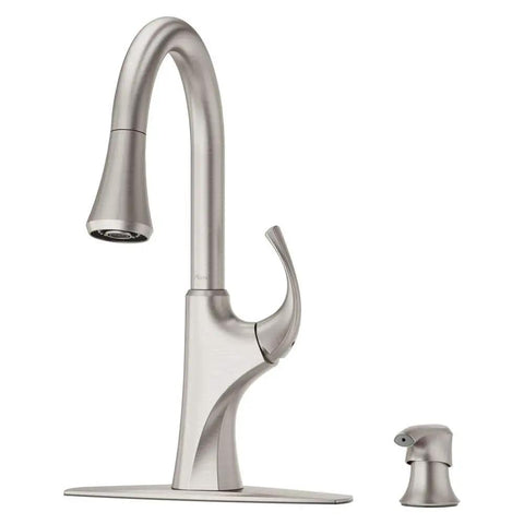 Miri Kitchen Faucet With Pull Down Sprayer And Soap Dispenser, Single Handle, High Arc Spout, Spot Defense Stainless Steel Finish