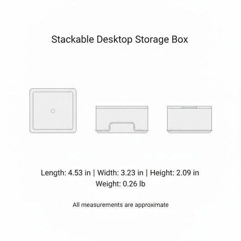 Stackable Plastic Storage Box With Lid For Desk Organization White PP Bin dimensions and design