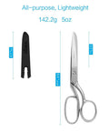 8 Inch Fabric Scissors For Sewing Professionals Ultra Sharp All Purpose Tailor Shears With Rust Resistant Stainless Steel Blades For Cutting Multi Layer Fabrics Perfect For Quilting, Dressmaking, And General Sewing Projects. silver 8-inch stainless steel sewing scissors with black cover