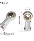 Beefy Rod End Bearing Set With 5/16 Inch Bore And 5/16-24 Right Hand Female Thread Pre Lubricated Heim Joint Two Pack, silver rod end bearing