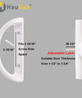 Sliding Patio Door Handle Set With Lock And Key Cylinder, Mortise Lock, side view showing dimensions and adjustable latch
