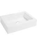 Plaisir Ceramic Rectangular Vessel Sink For Bathroom Vanity In Glossy White Slick Above Counter Install, Scratch Resistant Porcelain Non Porous Finish
